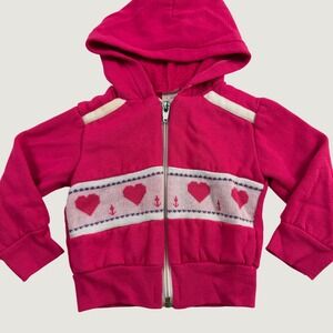 Vintage Teddy Bears Toddler Pink Heart Anchor Zip Up Hoodie Sweatshirt 24 Months
